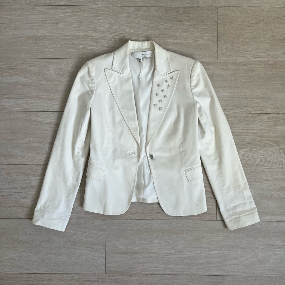 Zara white blazer with silver stars detailing. Size 4